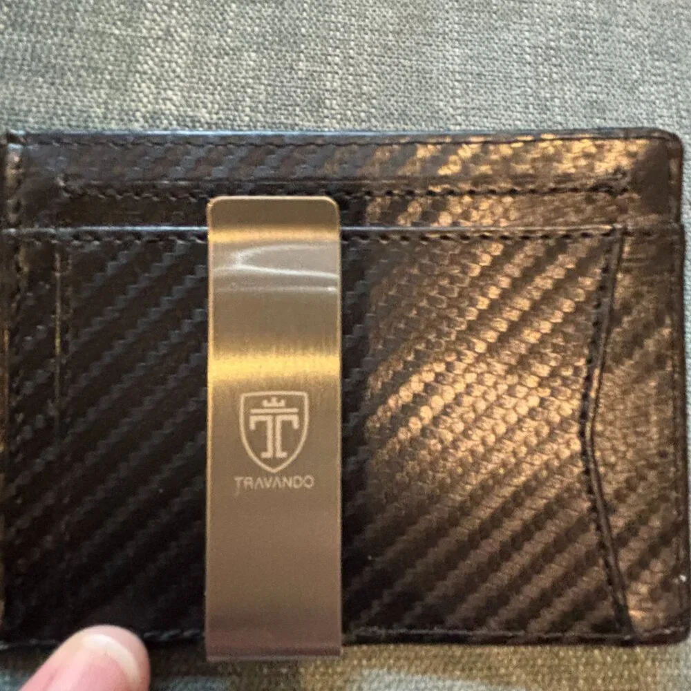 Travando Mens Slim Black Wallet with Money Clip Bifold